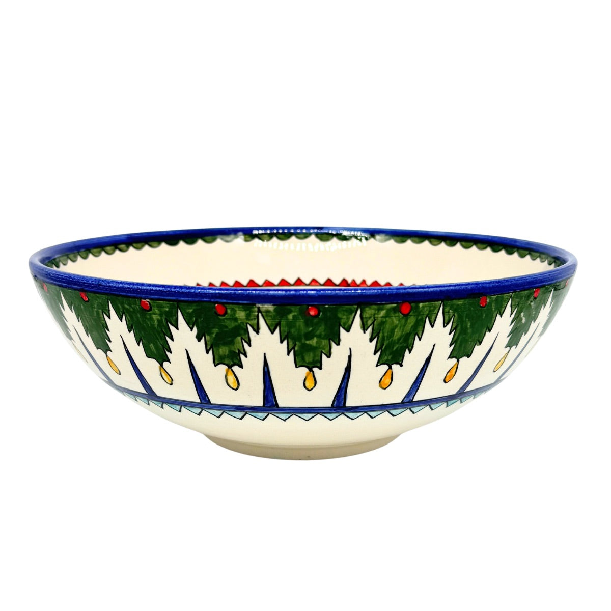 Ceramic Serving Bowl (10”) - Emerald, Pomegranates and Birds