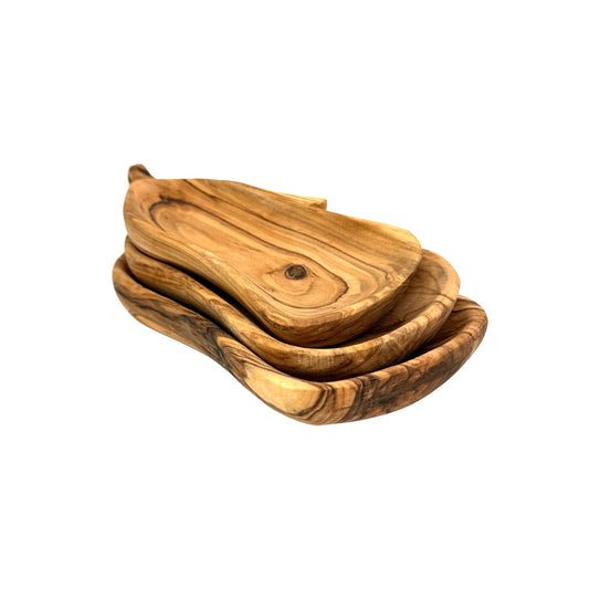 Olive Wood Nesting Pear Dishes - Set of 3