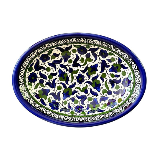 Ceramic Oval Dish  (12”) - Classic Blue & Green