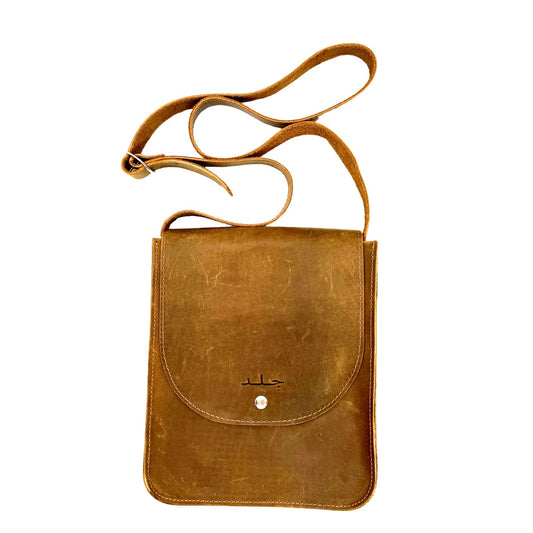 Leather Bag (One Snap) - Light Brown (Oiled Leather)