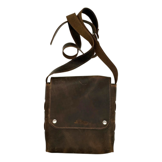 Leather Cross Body Bag - (Two Snap) Walnut Brown