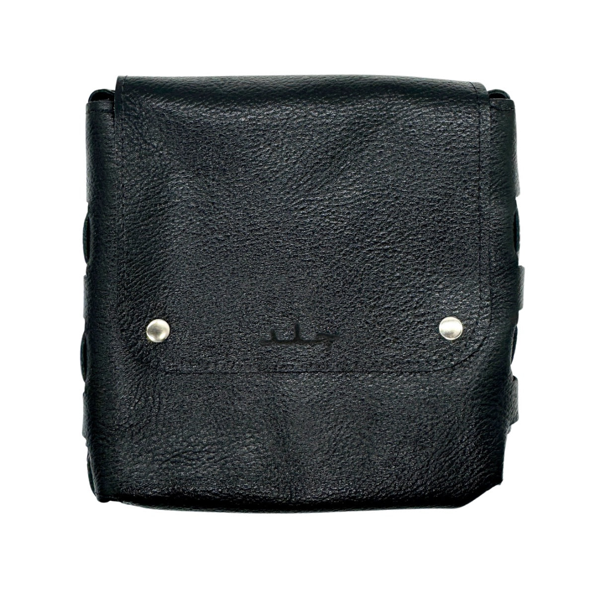 Leather Cross Body Bag - (Two Snap) - Black