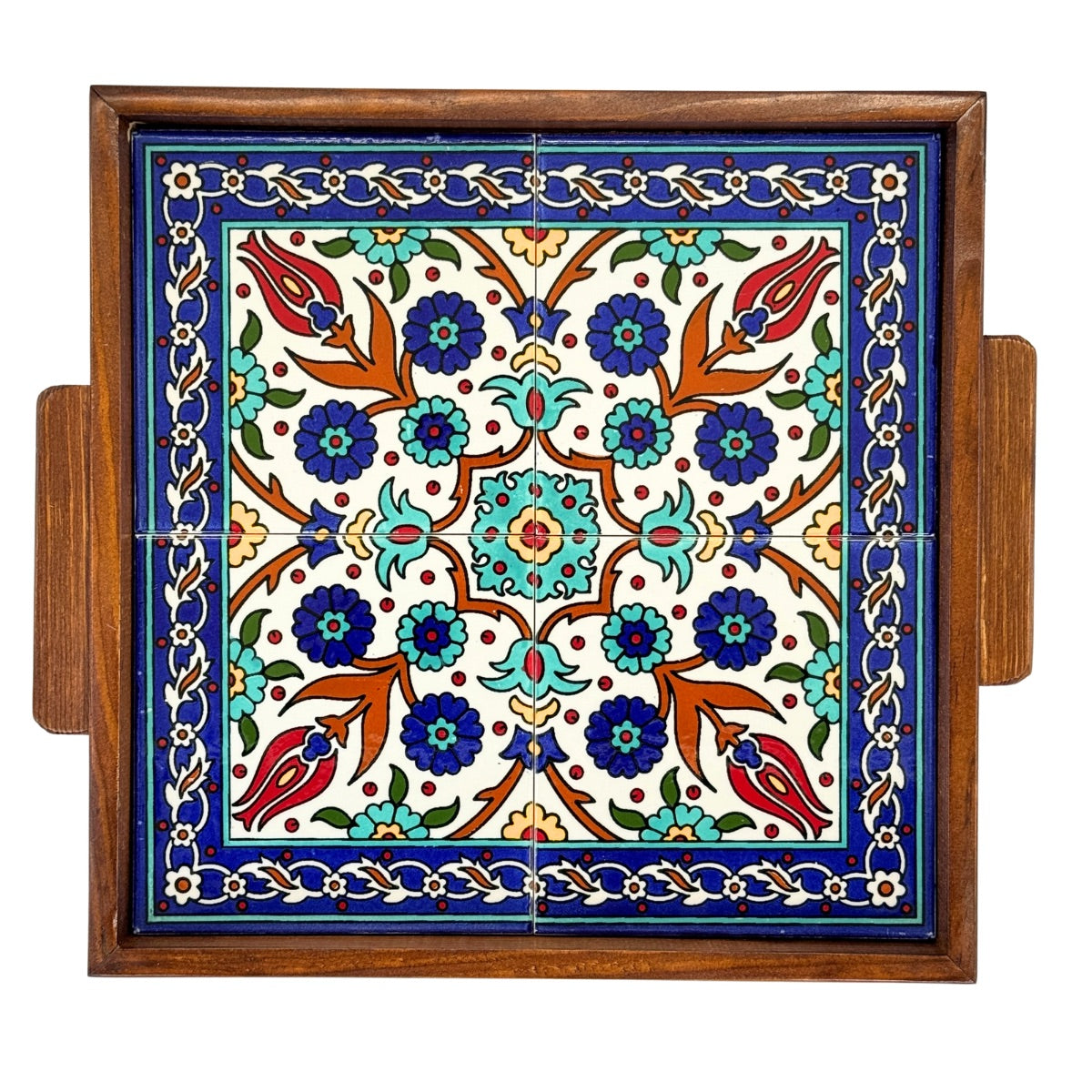 Ceramic and Wood Serving Tray