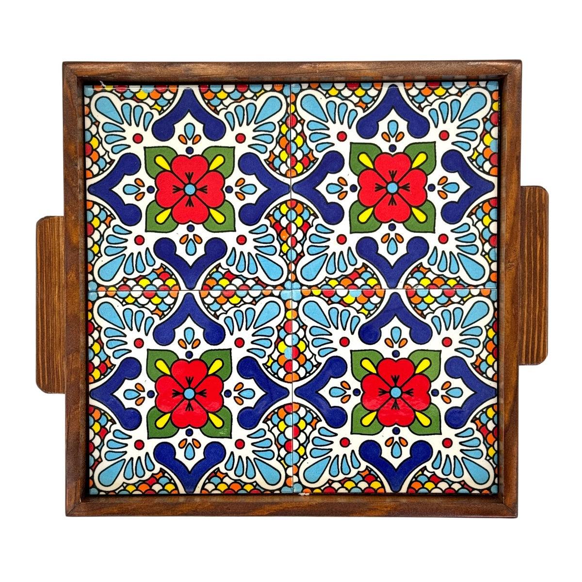 Ceramic and Wood Serving Tray