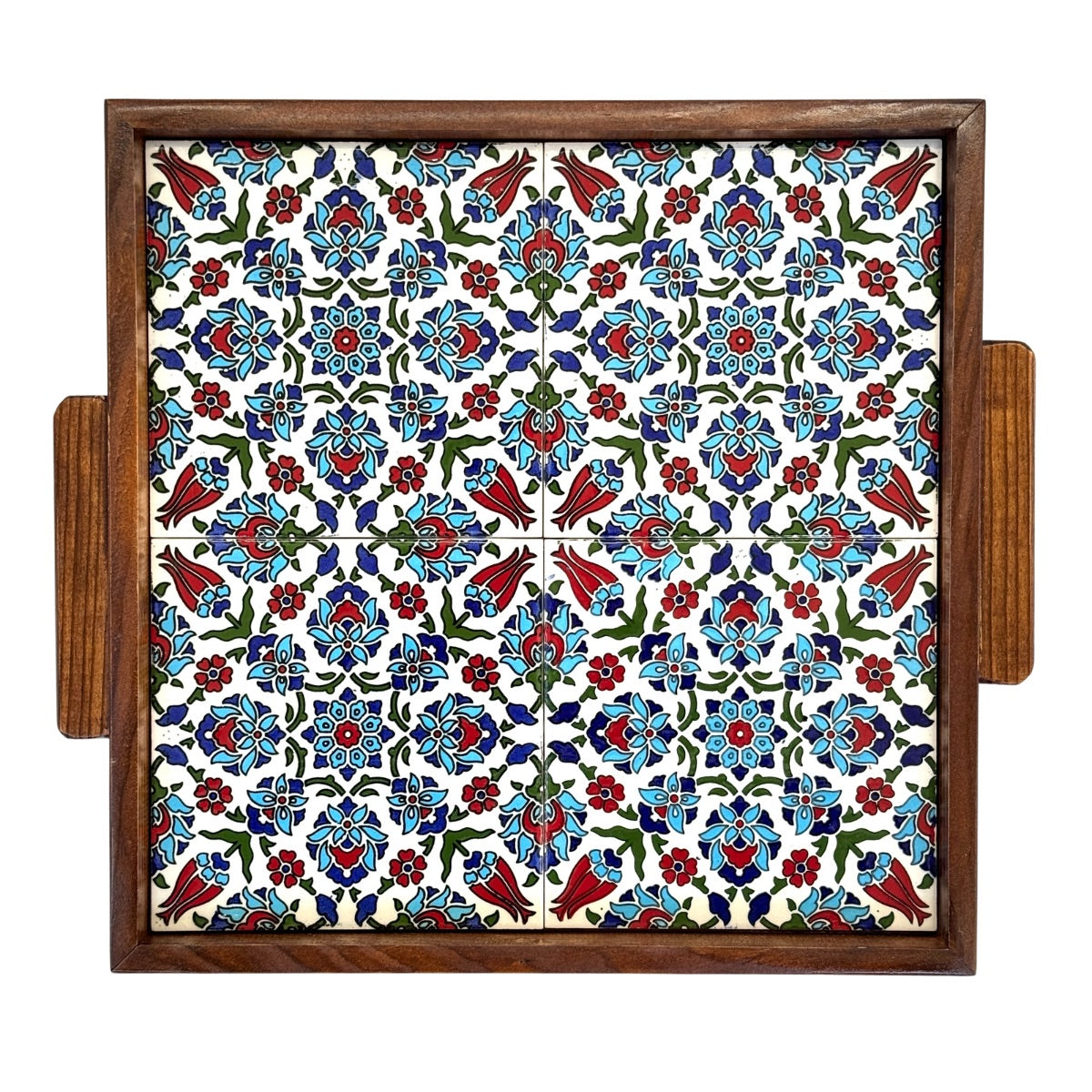 Ceramic and Wood Serving Tray