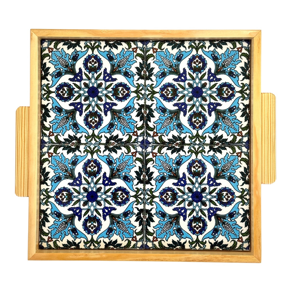 Ceramic and Wood Serving Tray