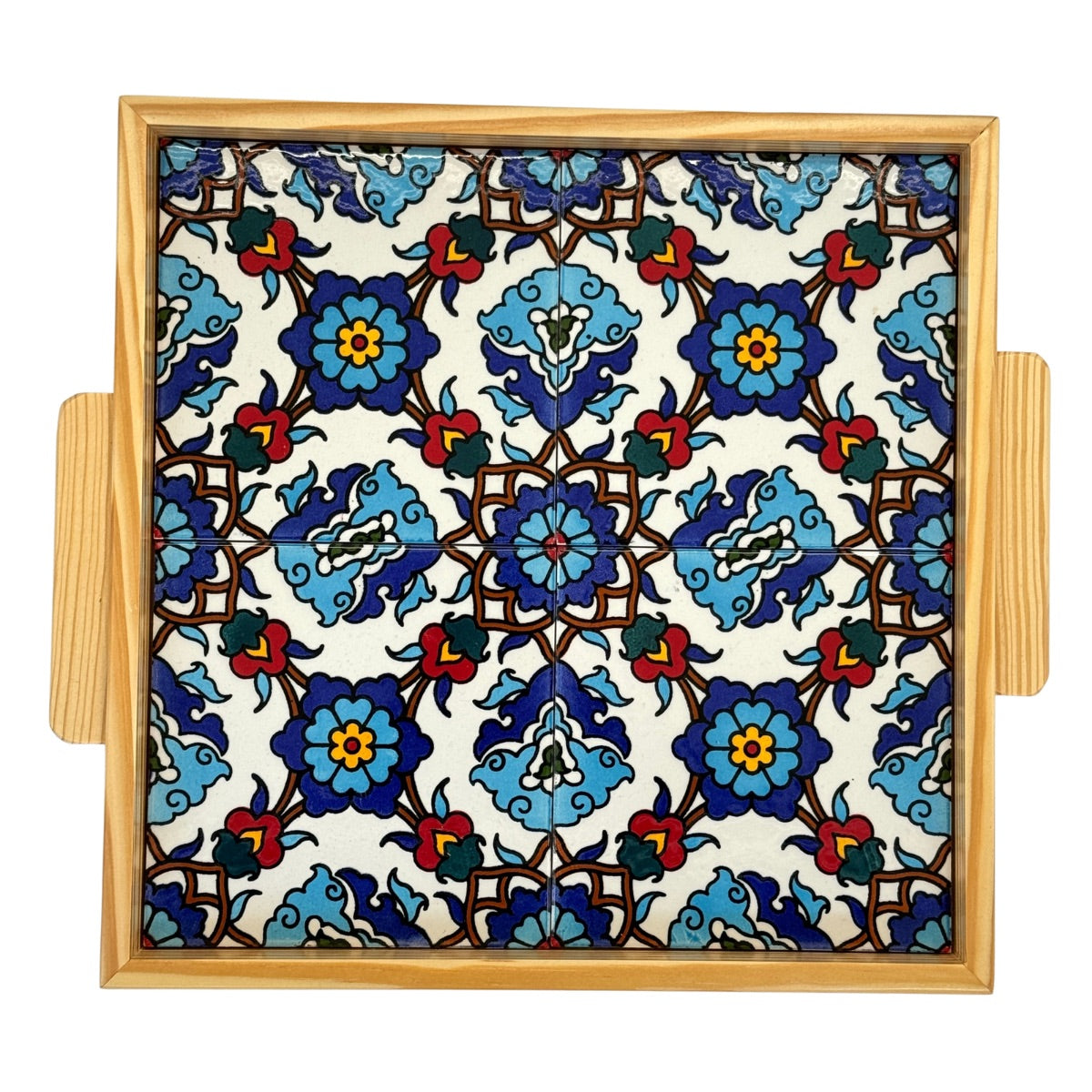 Ceramic and Wood Serving Tray