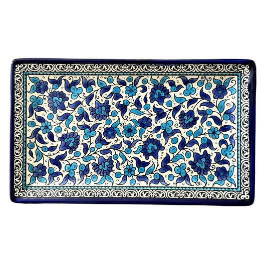 Ceramic Rectangular Platter (12.5") - Dual Tone Blue