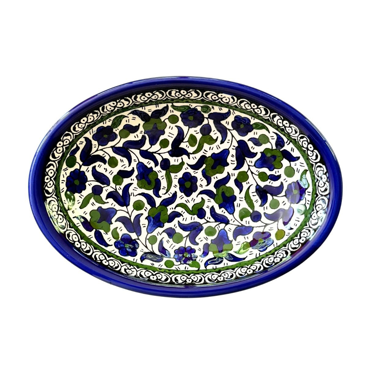 Ceramic Oval Dish (9") - Blue & Green