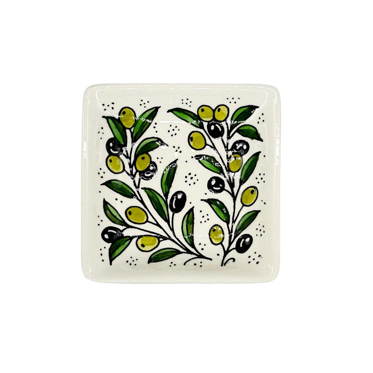 Ceramic Square Dish (4”) - Zeitoun (Olives)