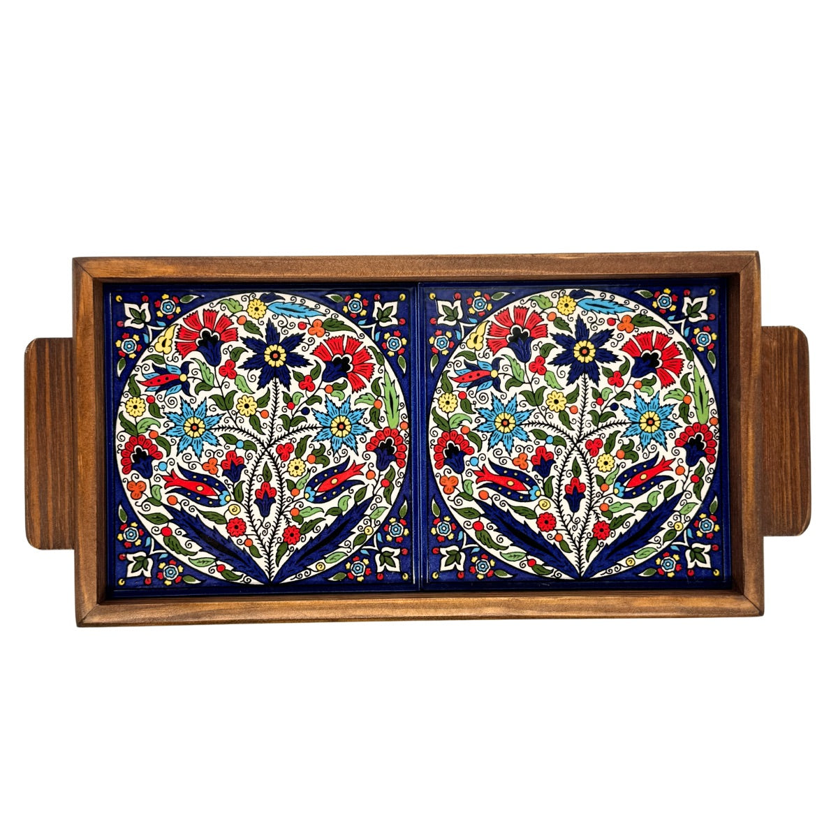 Ceramic and Wood Serving Tray - Divine Tulip