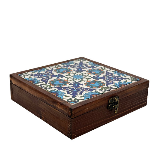 Wood & Ceramic Tile Box - Byzantine Bloom