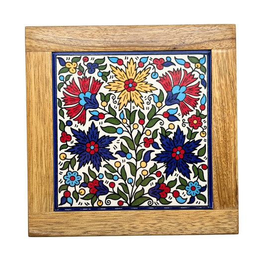 Ceramic and Wood Trivet - Teta's Garden