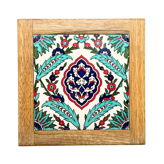 Ceramic Tile & Wood Trivet - Ottoman Gardens