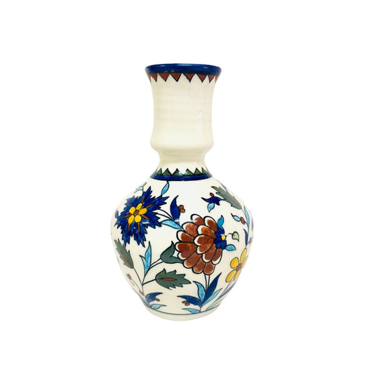 Ceramic Vase - Blue & Brown Floral