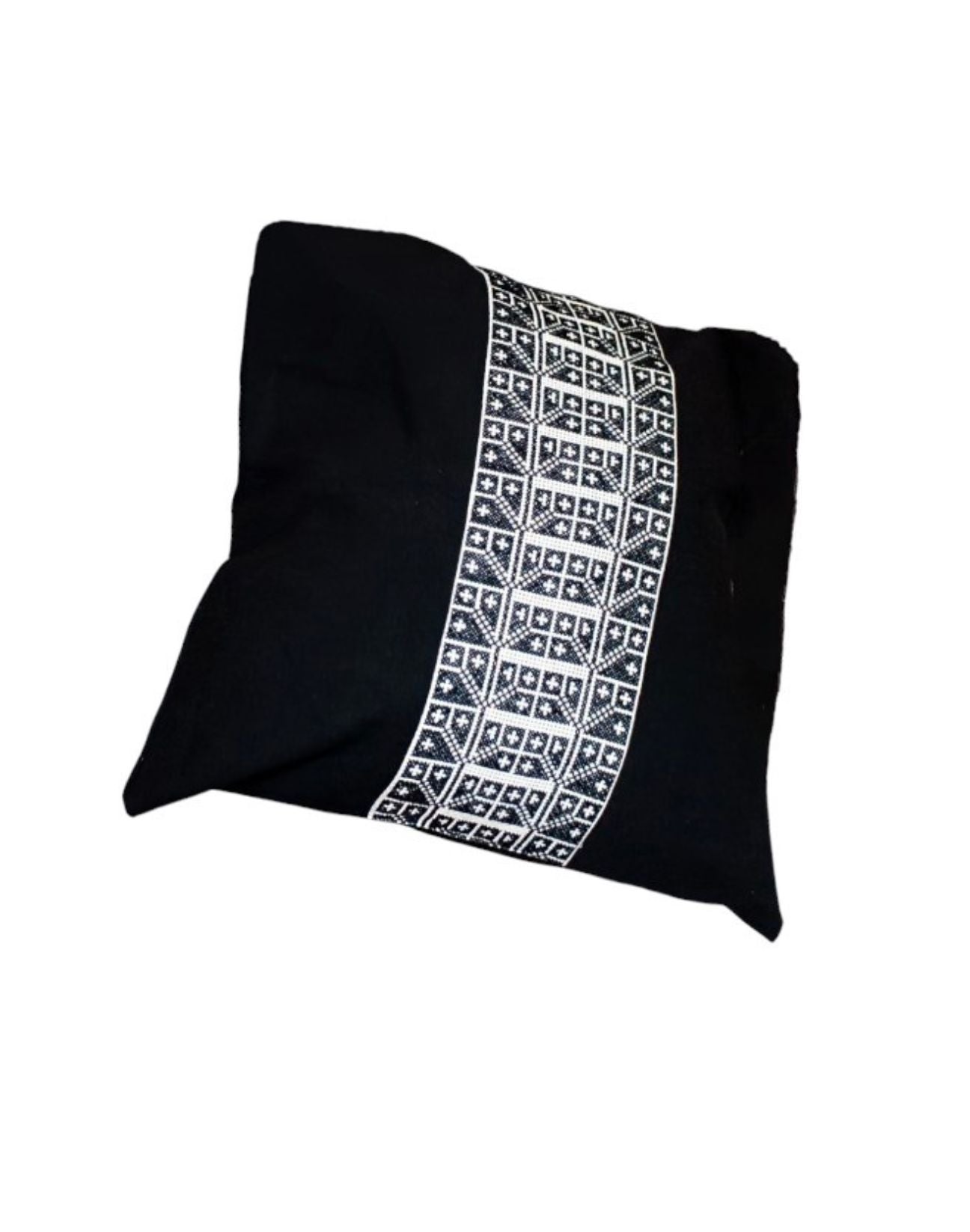 Embroidered Pillow Cover--Carnation Black