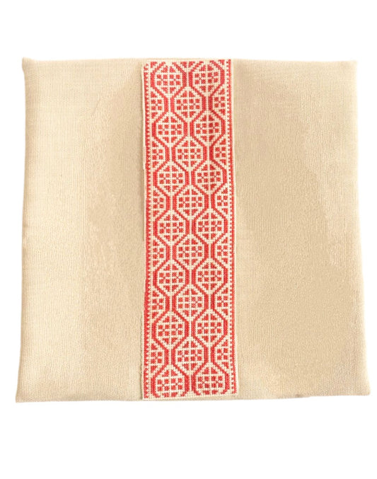 Embroidered Pillow Cover--Palestinian Red