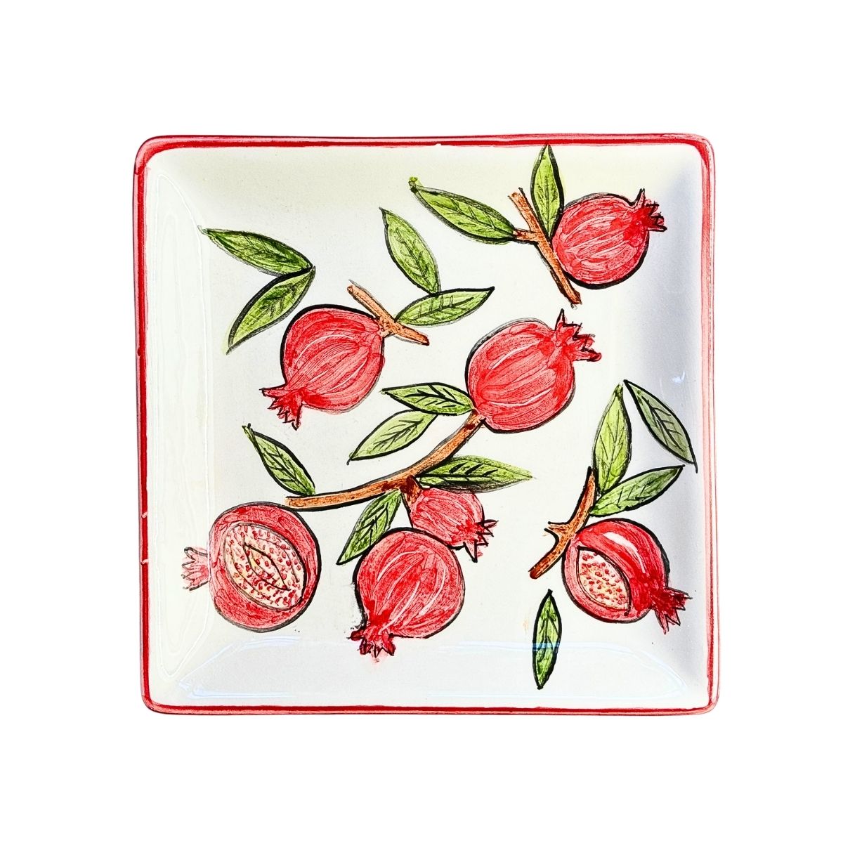 Ceramic Square Plate (7") - Pomegranate