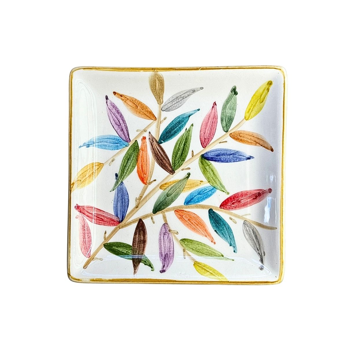 Ceramic Square Plate (7") - Leaves