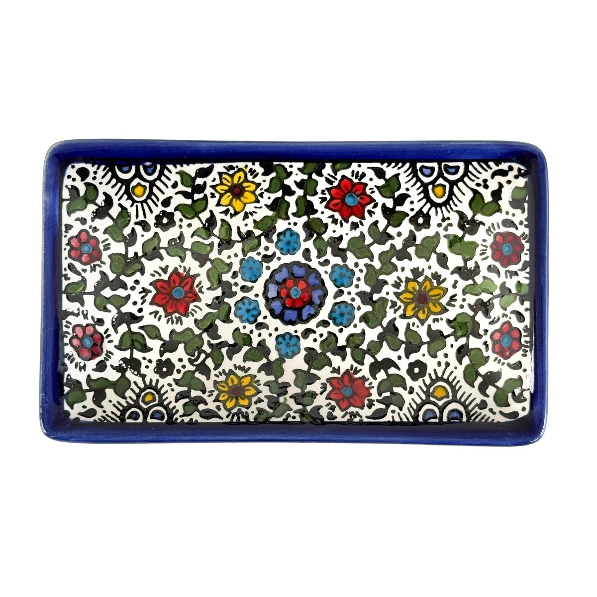 Ceramic Rectangular Dish (7”)- Multicolored Vine