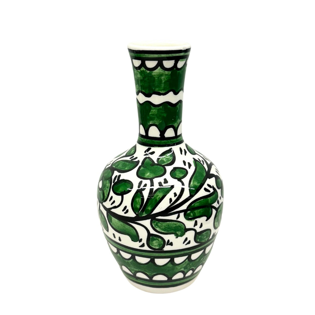 Ceramic Vase (7") - Green Vines