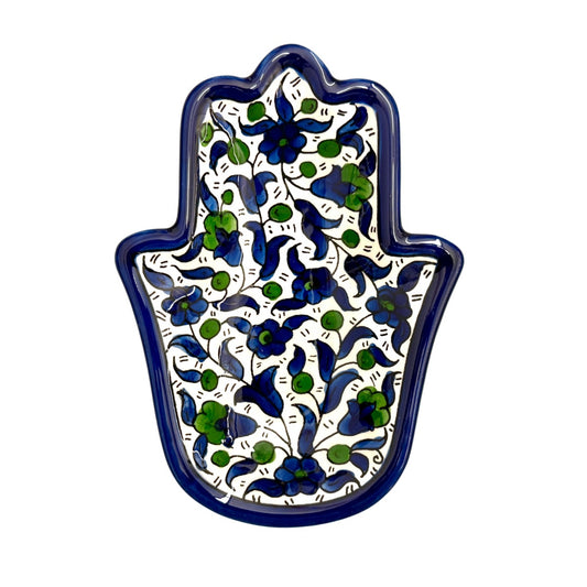 Ceramic "Hamsa" Dish - Blue-Green