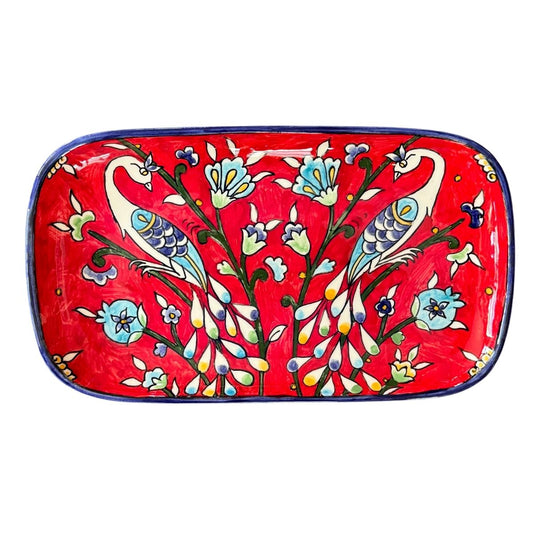 Ceramic Rectangular Plate (13”) - Red Birds