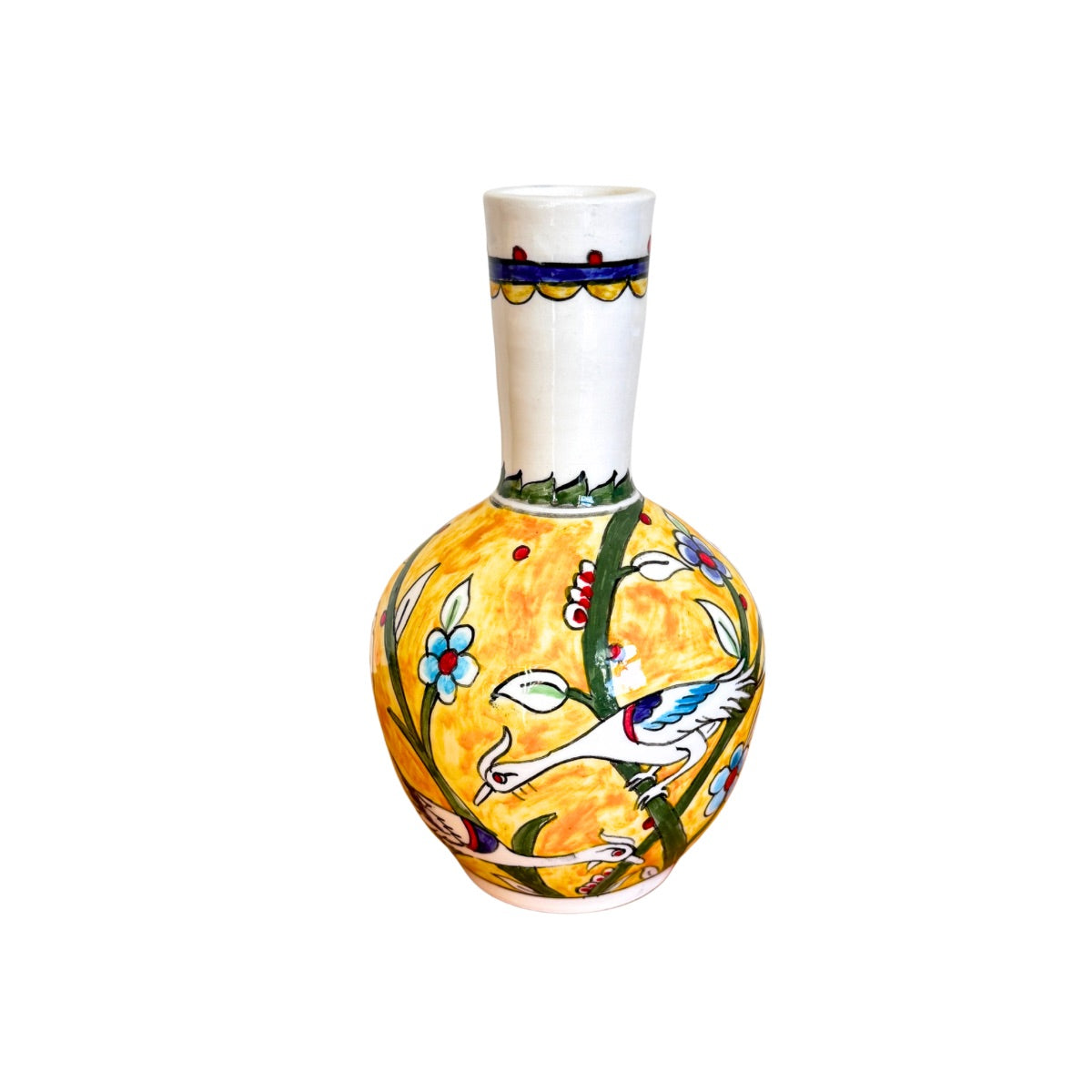 Ceramic Vase - Bird on Yellow