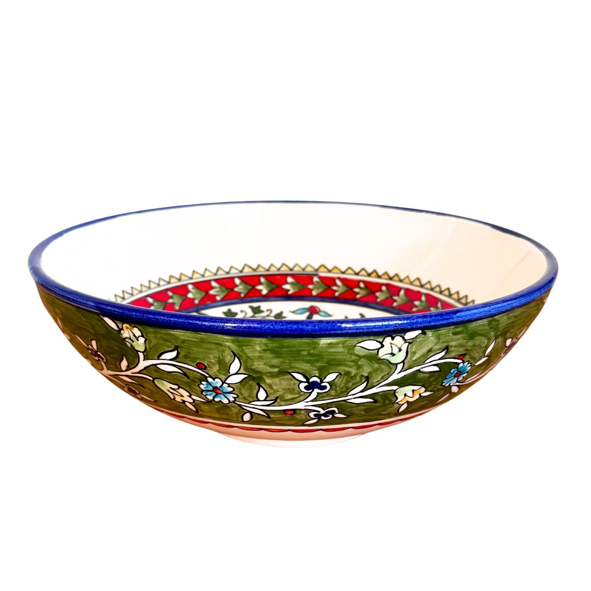 Ceramic Serving Bowl (10”) - Green Border