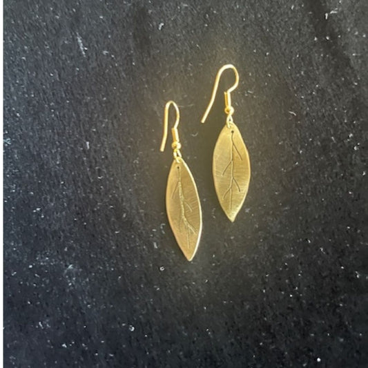 Brass Leaf Earrings