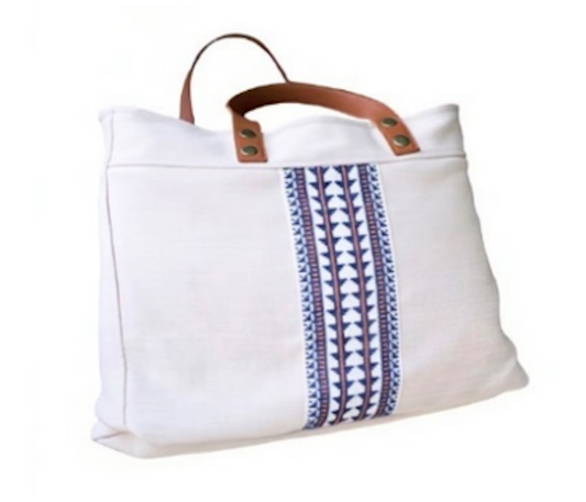 Embroidered Walid Unisex Bag - Cream